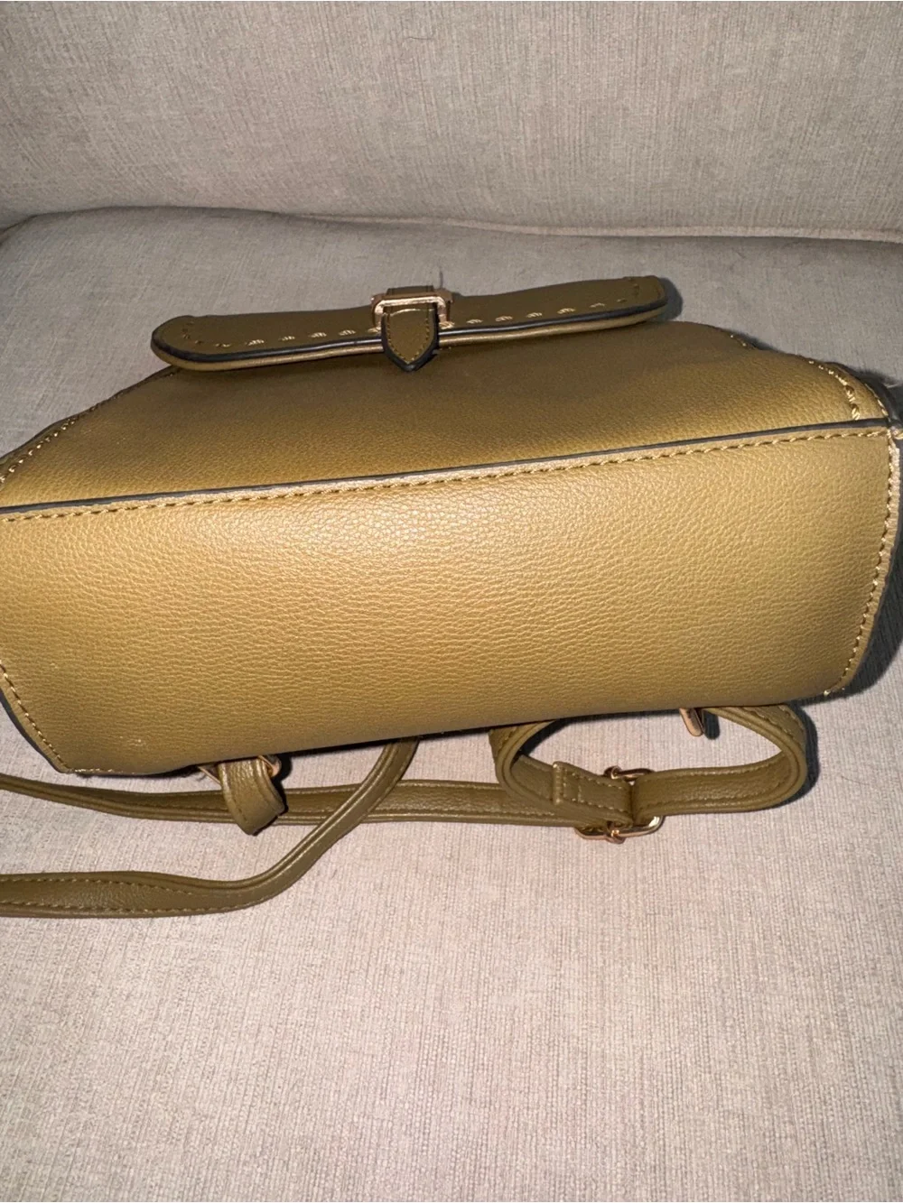 Olive Green Faux Leather Mini Backpack Crossbody Bag